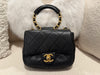 CHANEL Flap With Round Handle Lambskin Black/Gold