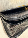 Balenciaga Gossip shoulder bag croc-embossed calfskin black