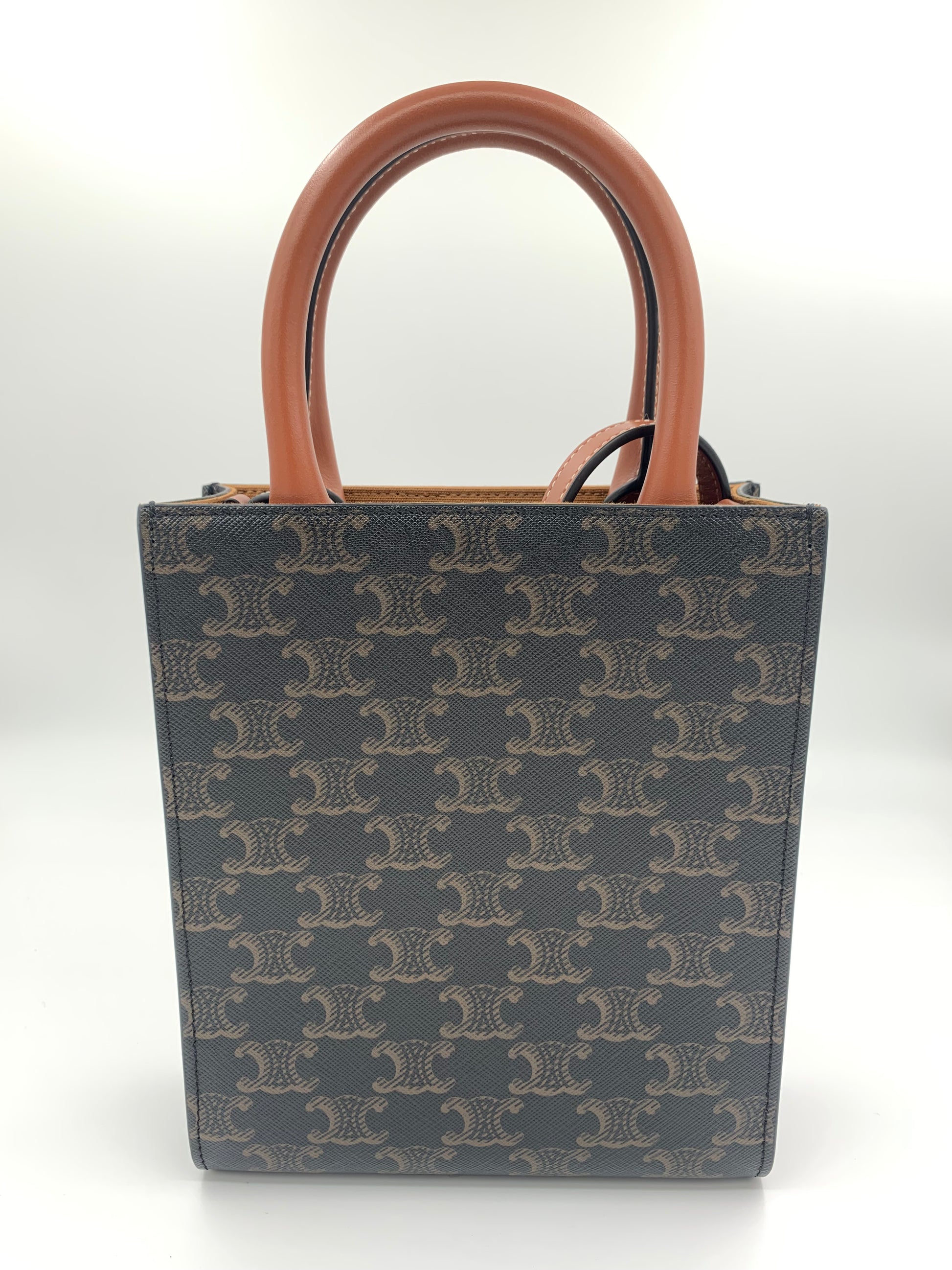 CELINE MINI VERTICAL CABAS TRIOMPHE CANVAS BROWN FancyFairy Second Hand Designers Luxury consignment store in Australia