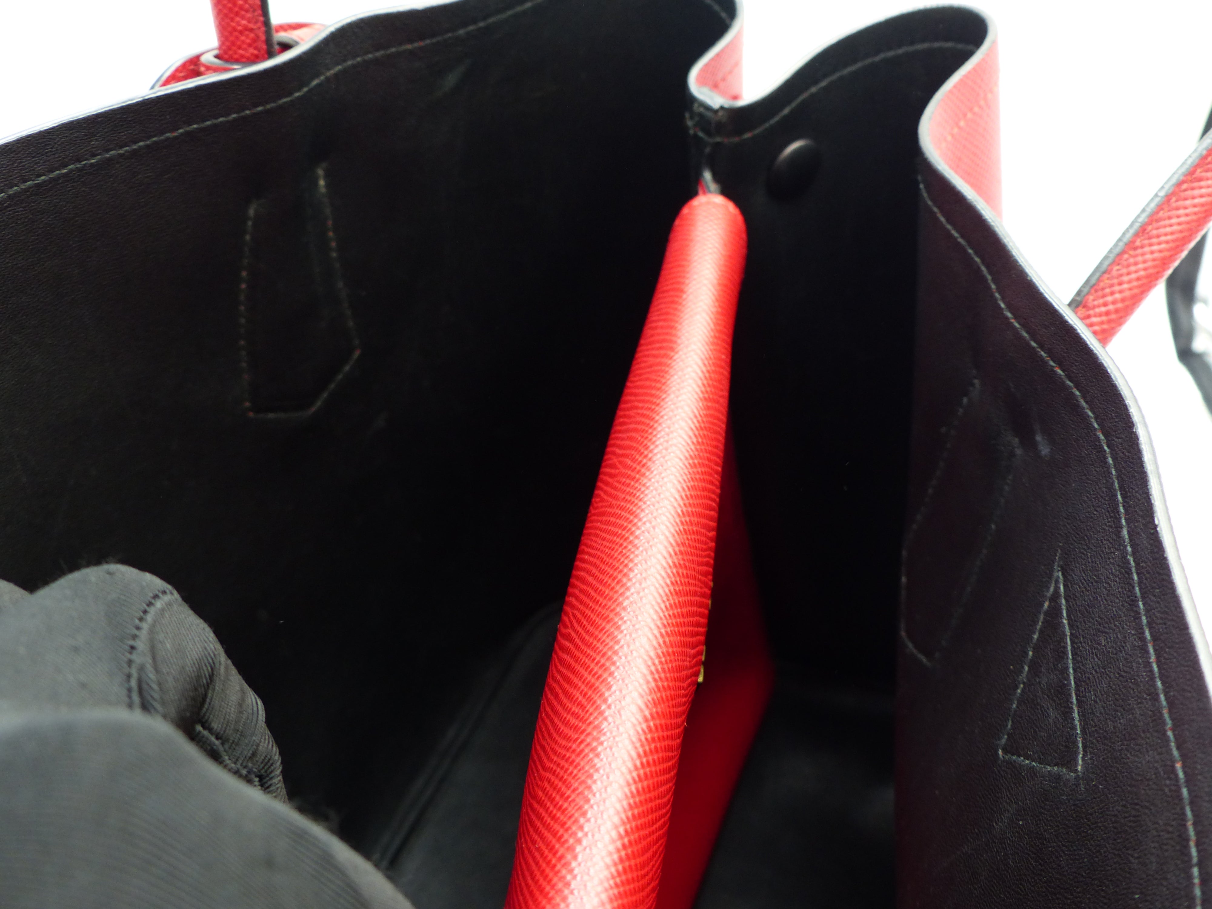 Prada saffiano black and red hotsell
