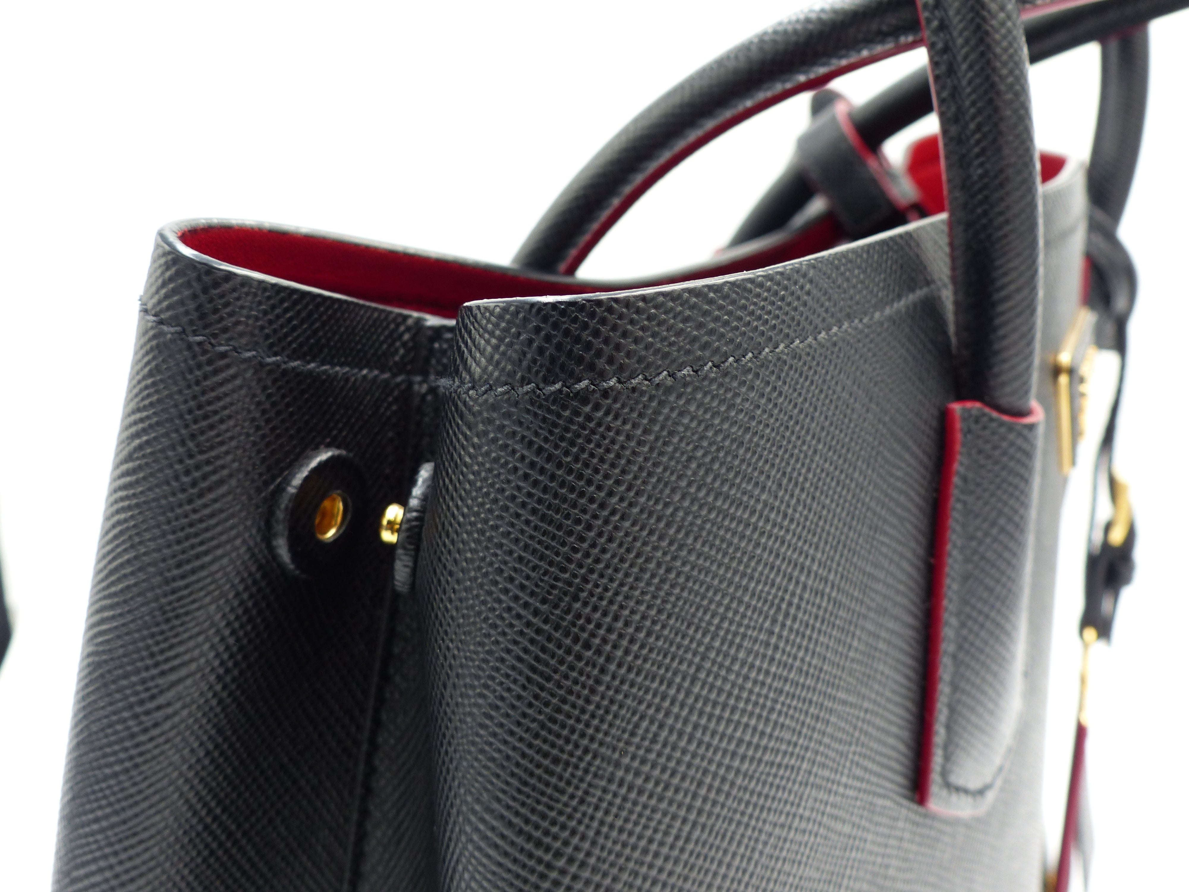 Prada black bag red interior 2025