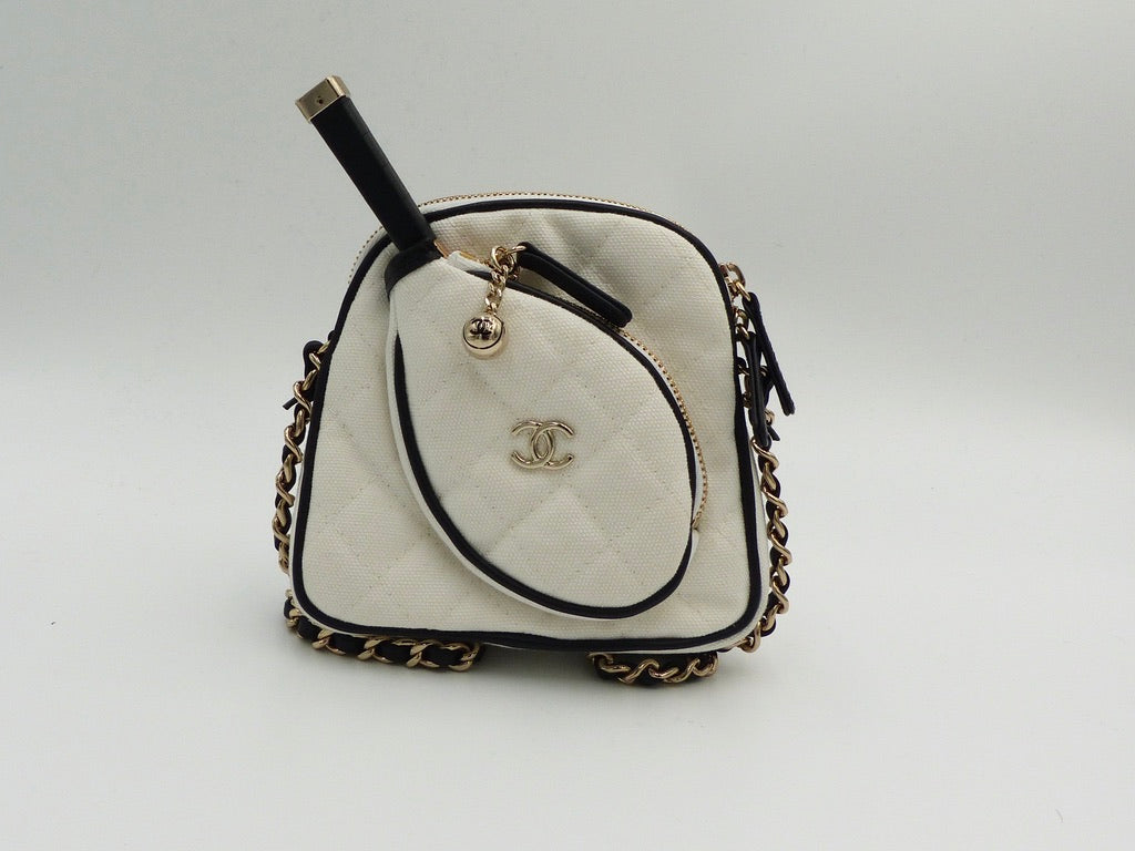 Chanel Monte-Carlo Mini Crossbody Tennis Bag White Canvas