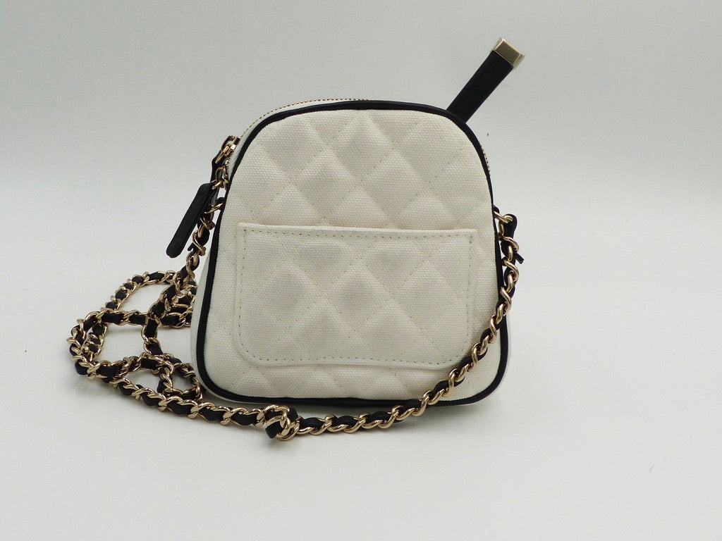 Chanel White Quilted Canvas Monte-Carlo Mini Crossbody Tennis Bag