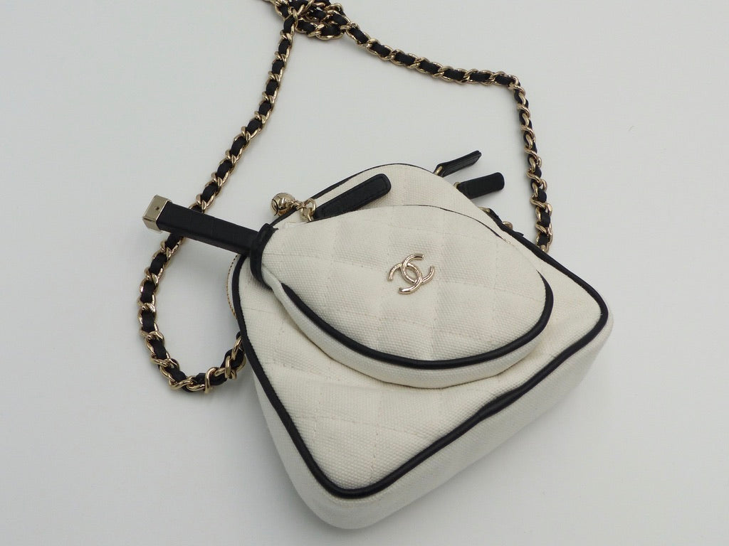 Chanel Monte-Carlo Mini Crossbody Tennis Bag White Canvas